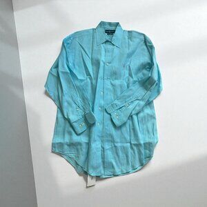 RALPH LAUREN Men's Classic Fit Aqua Blue Button Down Dress Shirt Size 16 33/34